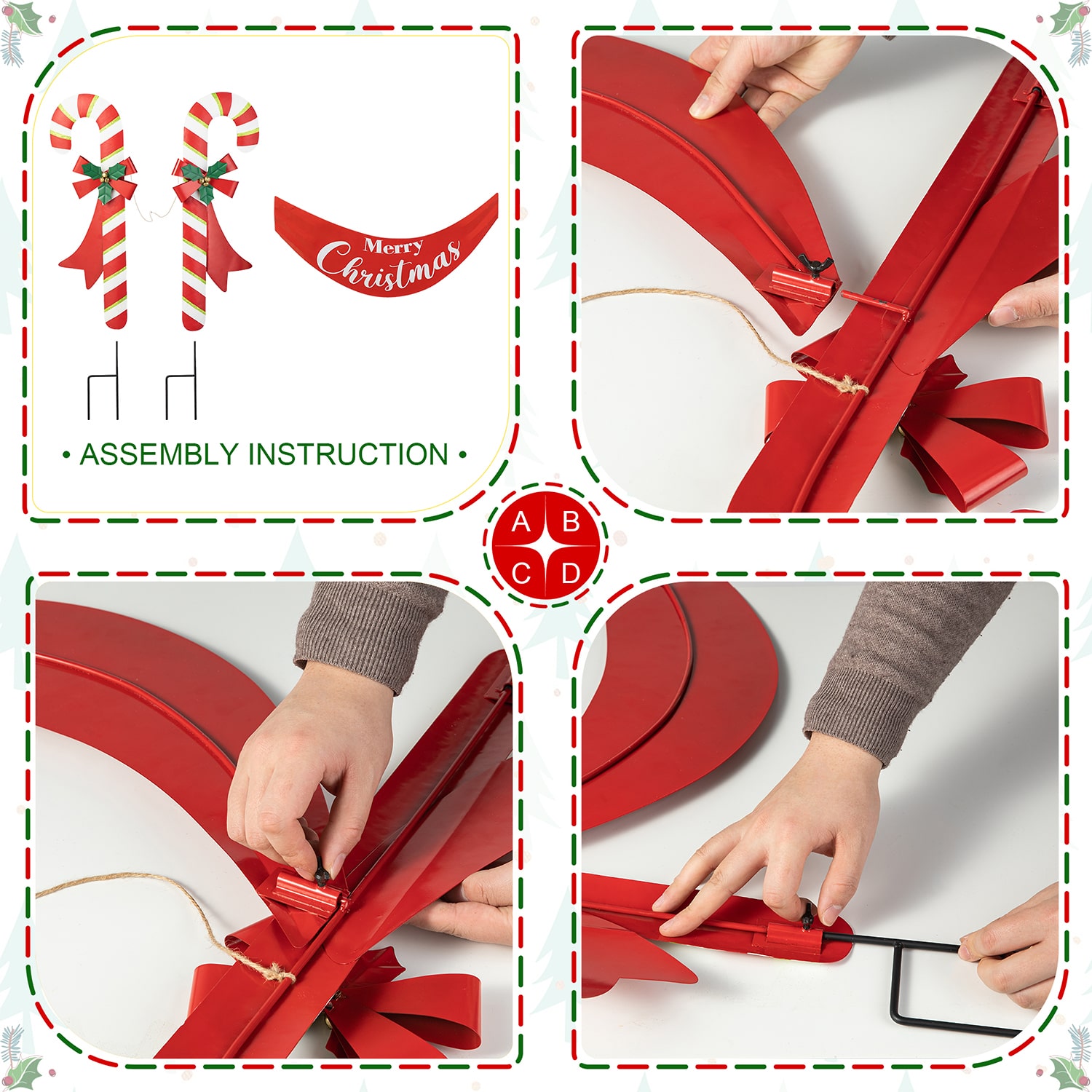 Glitzhome 36" Metal Candy Cane Christmas Yard Art