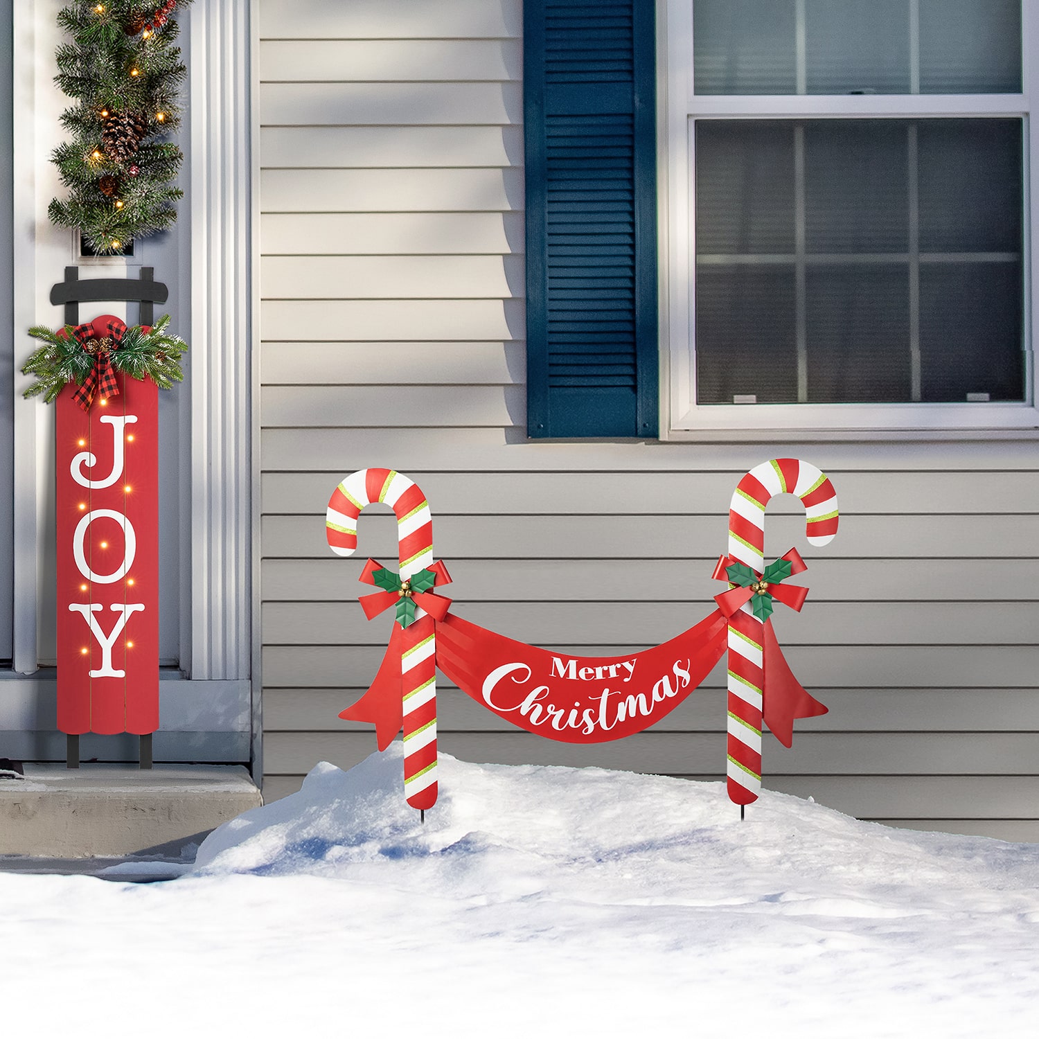 Glitzhome 36" Metal Candy Cane Christmas Yard Art