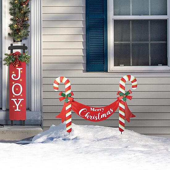 Glitzhome 36" Metal Candy Cane Christmas Yard Art