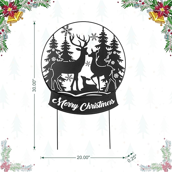 Glitzhome 30" Metal Silhouette Waterglobe Christmas Yard Art