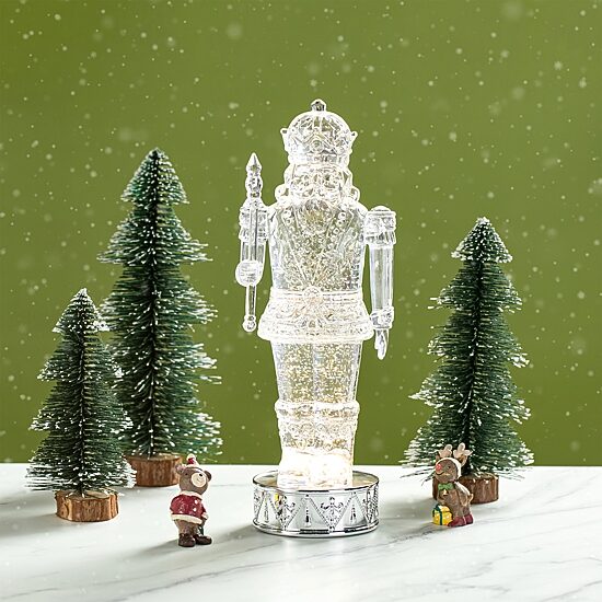 Glitzhome 12.5" Nutcracker Christmas Snow Globe