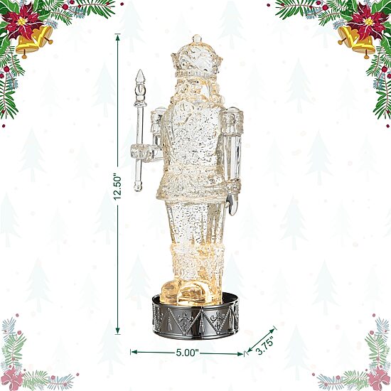 Glitzhome 12.5" Nutcracker Christmas Snow Globe