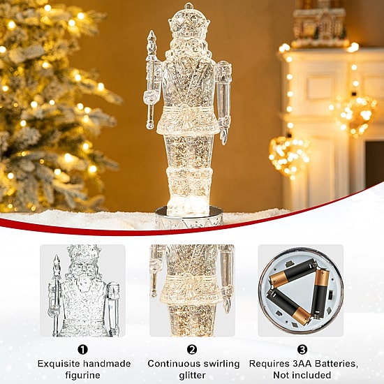 Glitzhome 12.5" Nutcracker Christmas Snow Globe