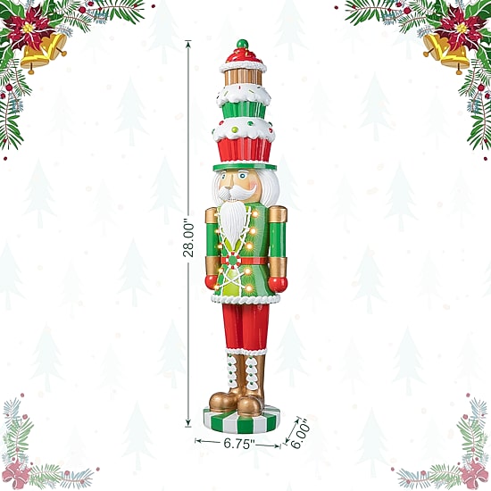 Glitzhome 28" Lighted Resin Nutcracker Christmas Porch Sign