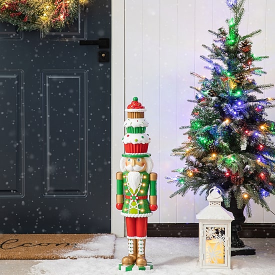 Glitzhome 28" Lighted Resin Nutcracker Christmas Porch Sign
