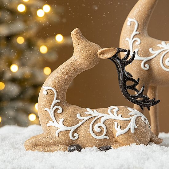 Glitzhome Resin Reindeer 2-pc. Christmas Tabletop Decor