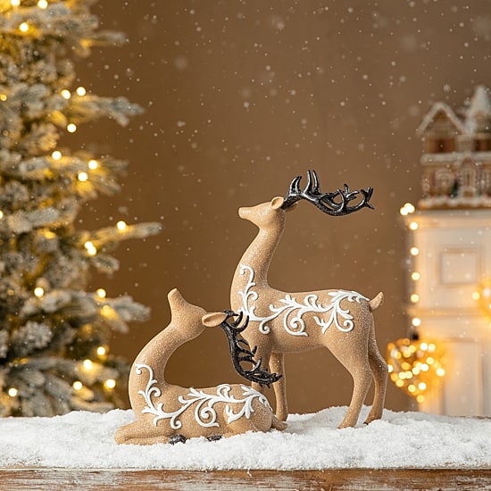 Glitzhome Resin Reindeer 2-pc. Christmas Tabletop Decor