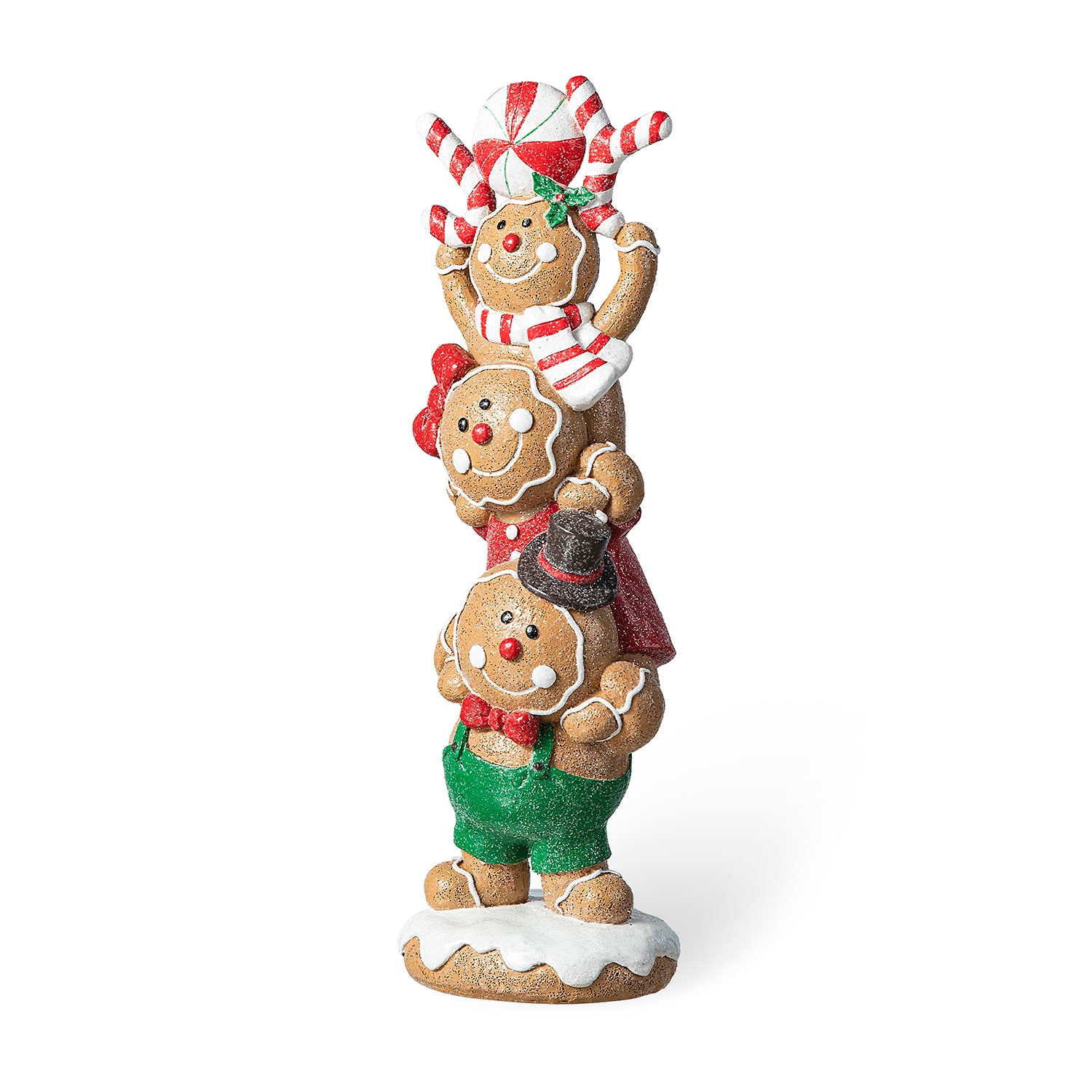 Glitzhome 12.5" Stacked Gingerbread Christmas Tabletop Decor