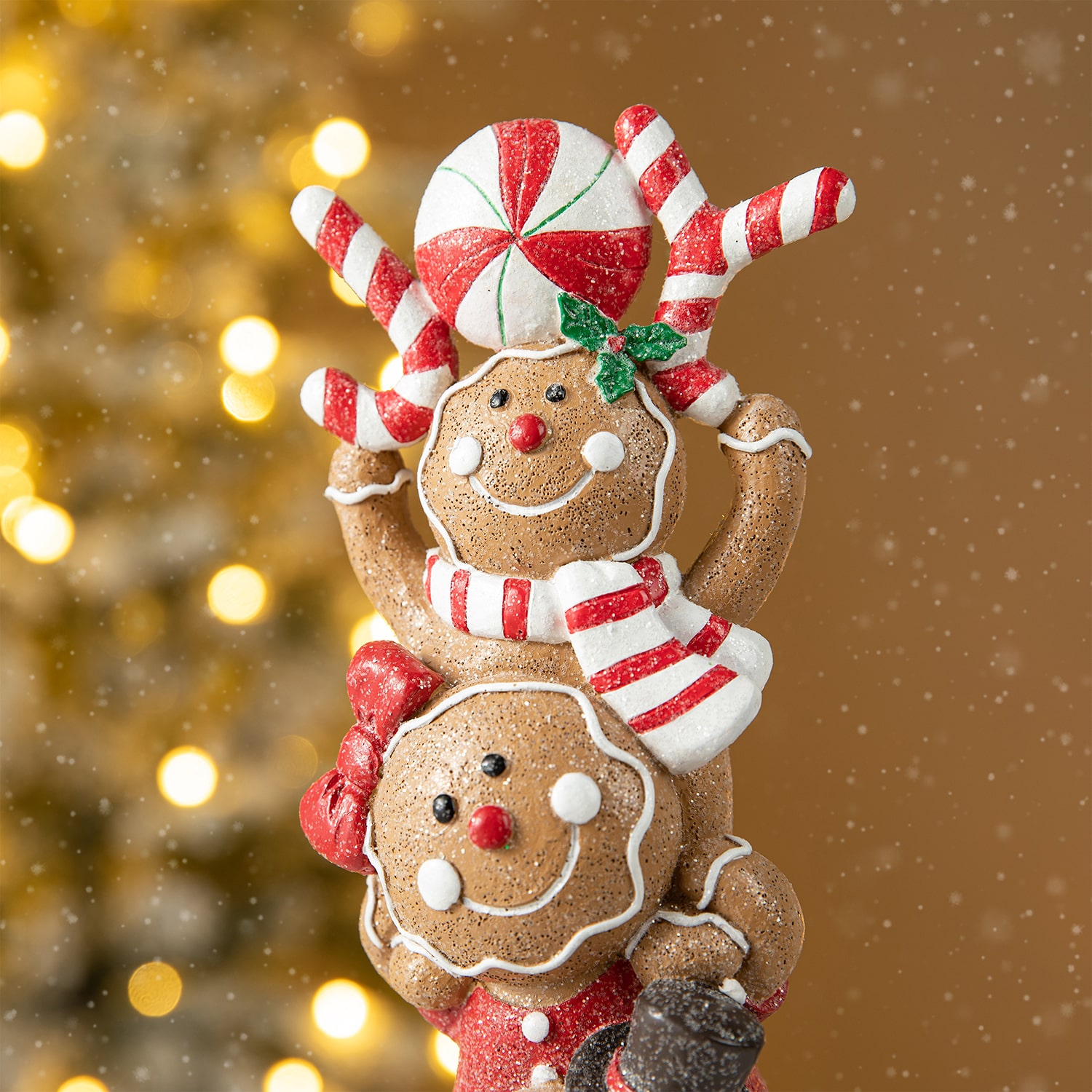 Glitzhome 12.5" Stacked Gingerbread Christmas Tabletop Decor