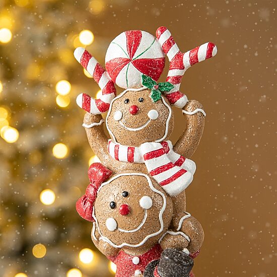 Glitzhome 12.5" Stacked Gingerbread Christmas Tabletop Decor