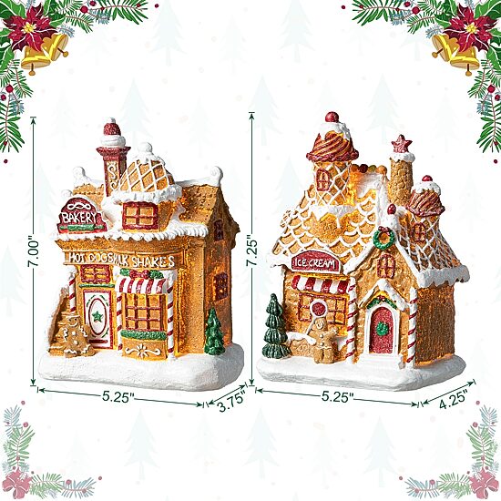 Glitzhome 7.25" Lighted Gingerbread House Christmas Tabletop Decor