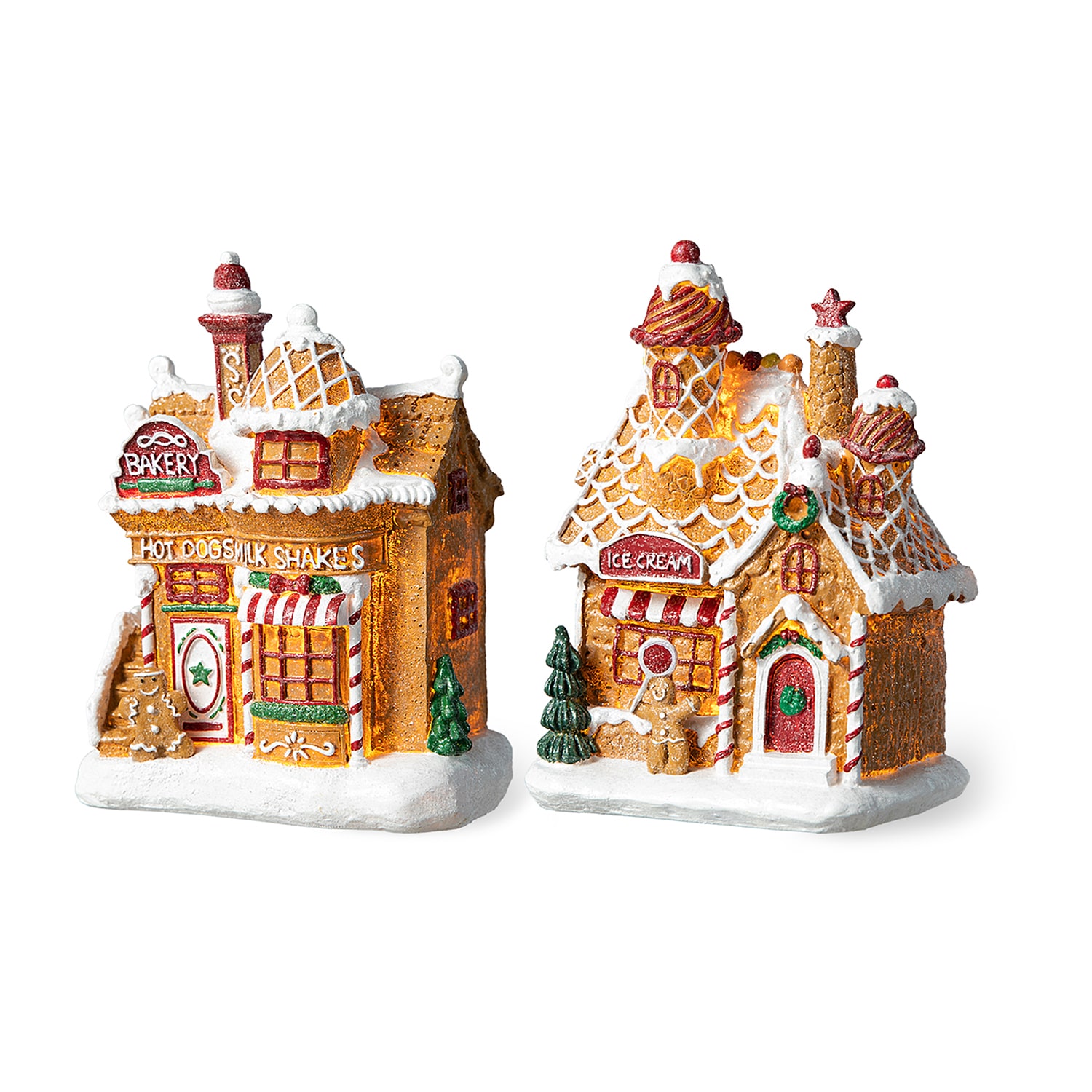 Glitzhome 7.25" Lighted Gingerbread House Christmas Tabletop Decor