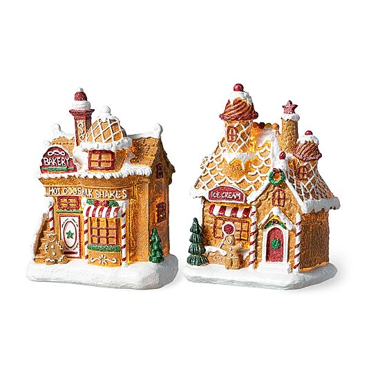 Glitzhome 7.25" Lighted Gingerbread House Christmas Tabletop Decor