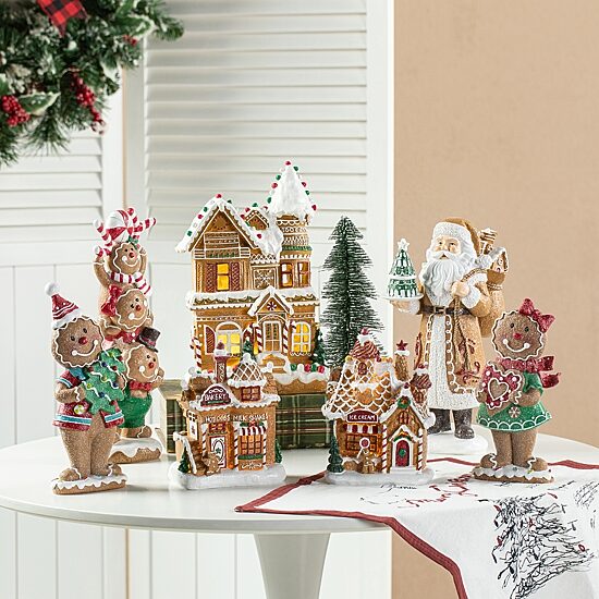 Glitzhome 7.25" Lighted Gingerbread House Christmas Tabletop Decor