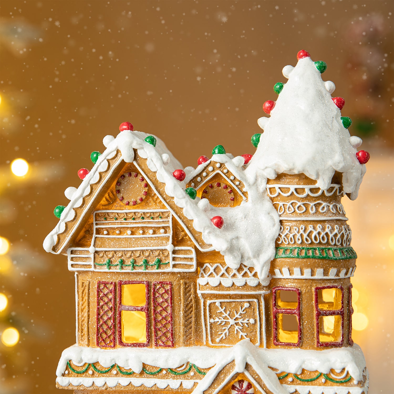 Glitzhome 12" Resin Gingerbread House Christmas Tabletop Decor