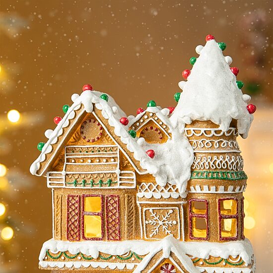 Glitzhome 12" Resin Gingerbread House Christmas Tabletop Decor