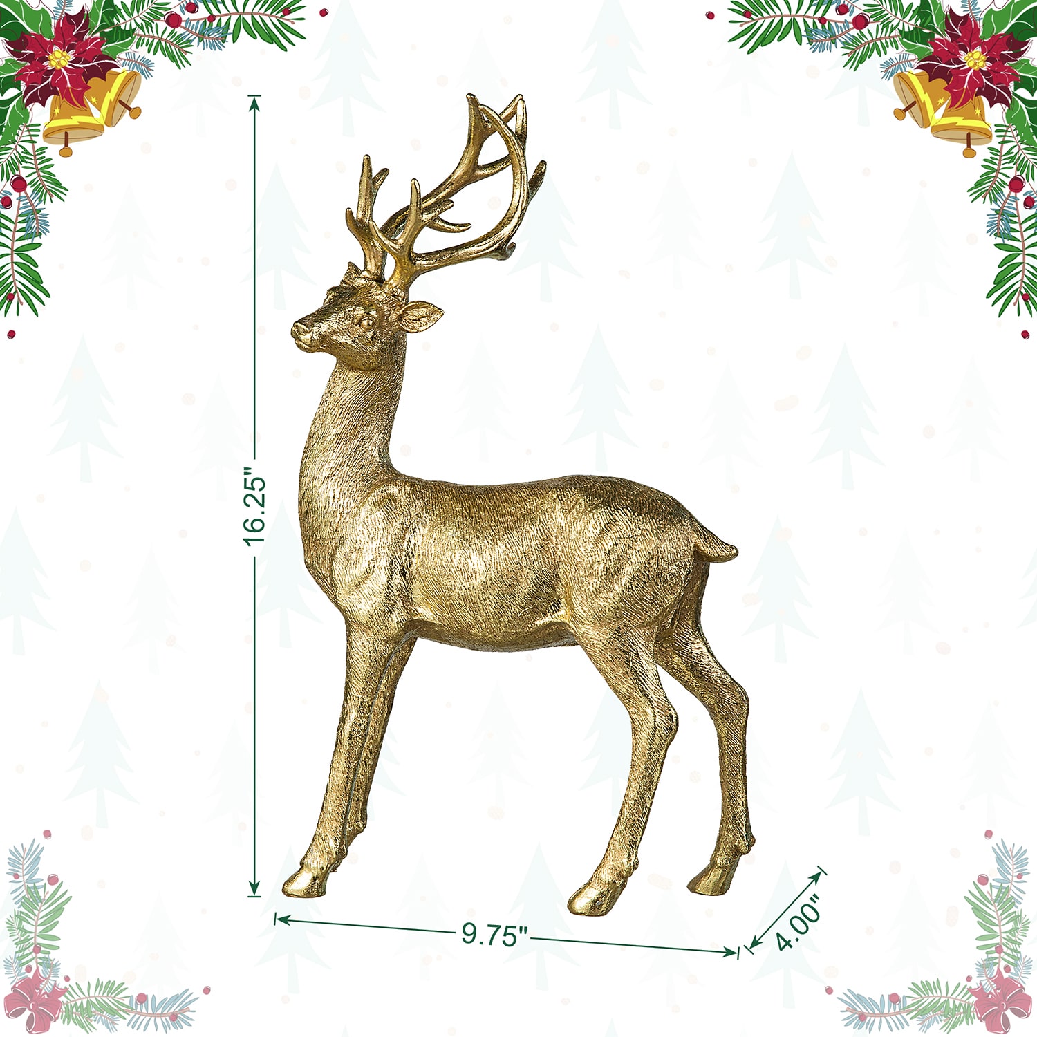 Glitzhome 16.25" Resin Standing Reindeer Christmas Tabletop Decor