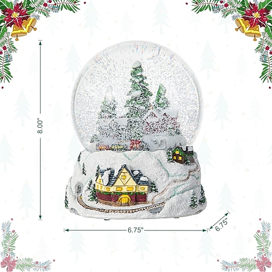 Glitzhome 8" Snowflakes Village Christmas Snow Globe