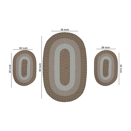 Better Trends Country Stripe Braided 3 Pc Oval Rug Set