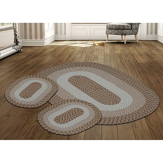 Better Trends Country Stripe Braided 3 Pc Oval Rug Set
