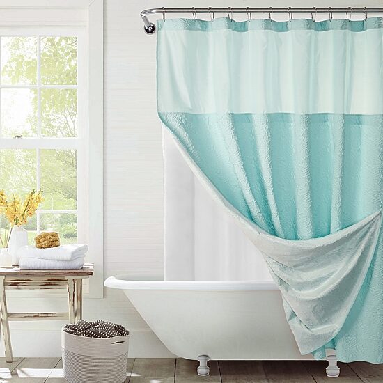 Awesome Home™ Starburst Snap In Liner Hooks Set Shower Curtain Set