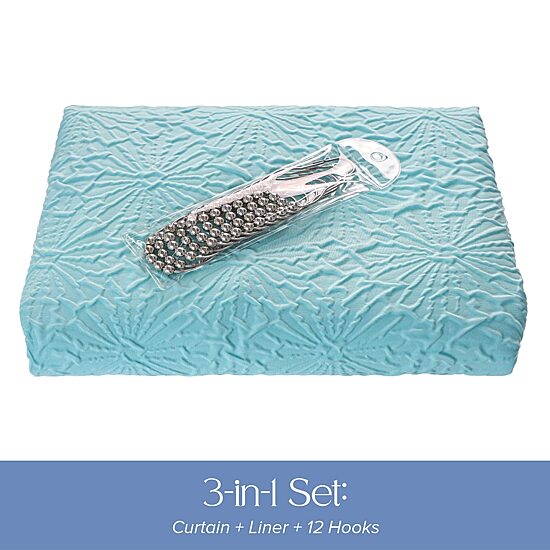 Awesome Home™ Starburst Snap In Liner Hooks Set Shower Curtain Set
