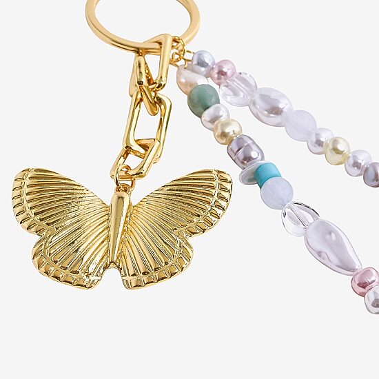 Bijoux Bar Gold Tone Butterfly Flower Bag Charm