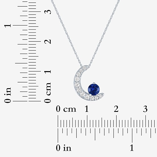 Womens Lab Created Blue Sapphire Sterling Silver Moon 16 Inch Pendant Necklace