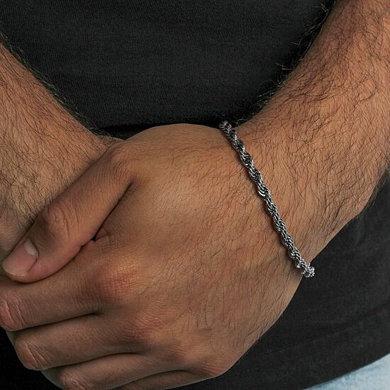 Mens Stainless Steel Solid 8 1/2 Inch Link Bracelet