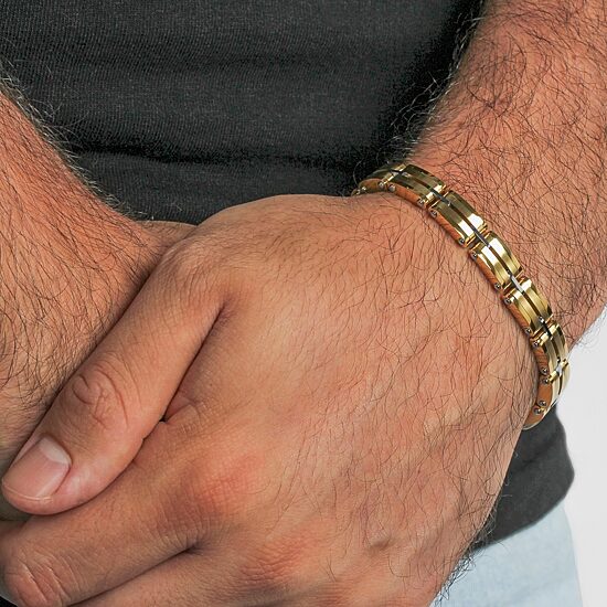 Mens Stainless Steel Solid 8 1/2 Inch Link Bracelet