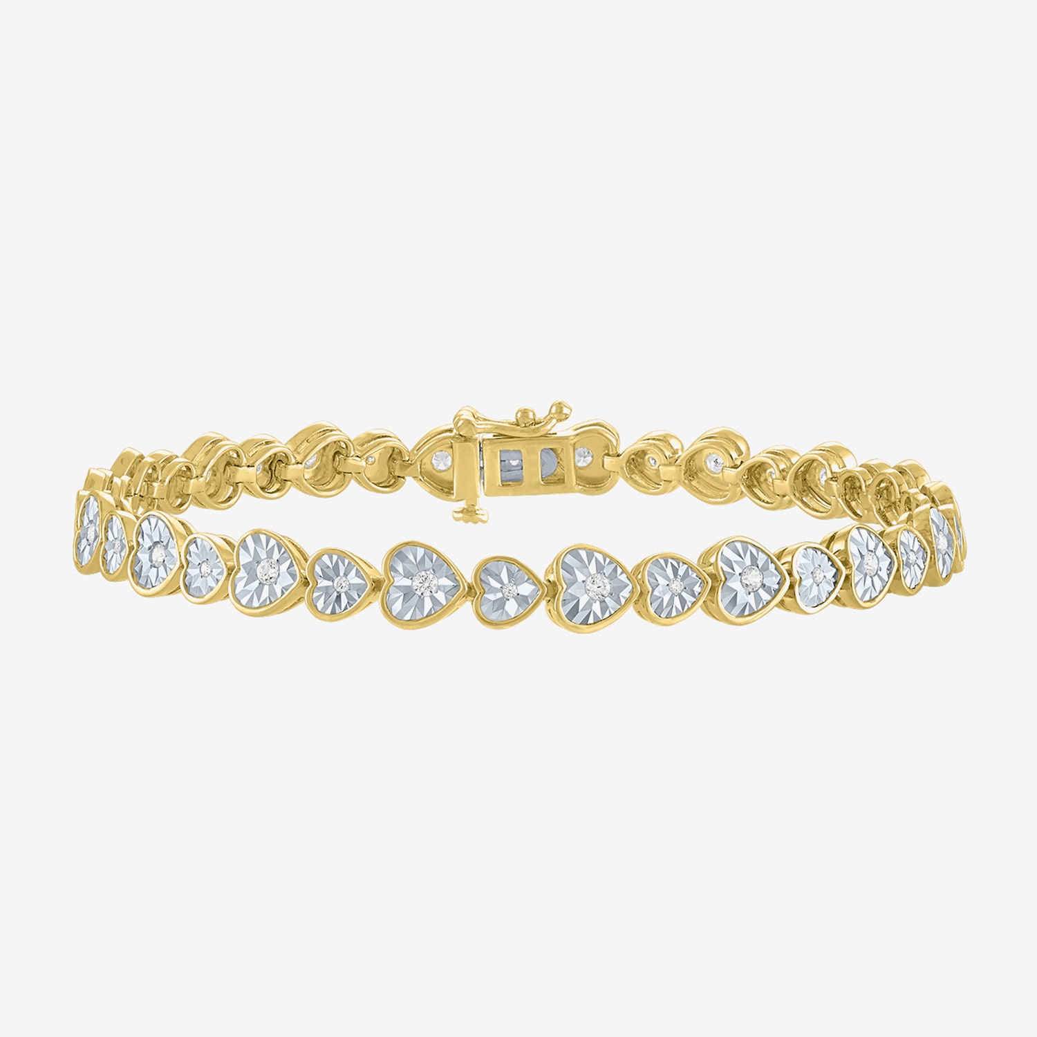 (G-H / I1-I2) Womens 1/2 CT. T.W. Lab Grown White Diamond Sterling Silver Heart 7.25 Inch Tennis Bracelet