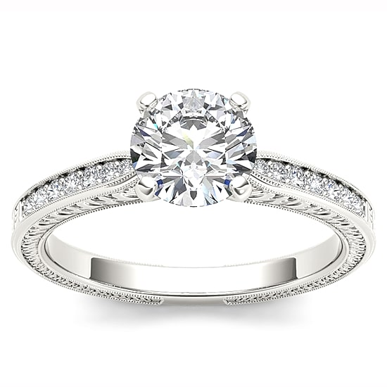 1 CT.T.W. Natural Round Diamond 14K Gold Engagement Ring