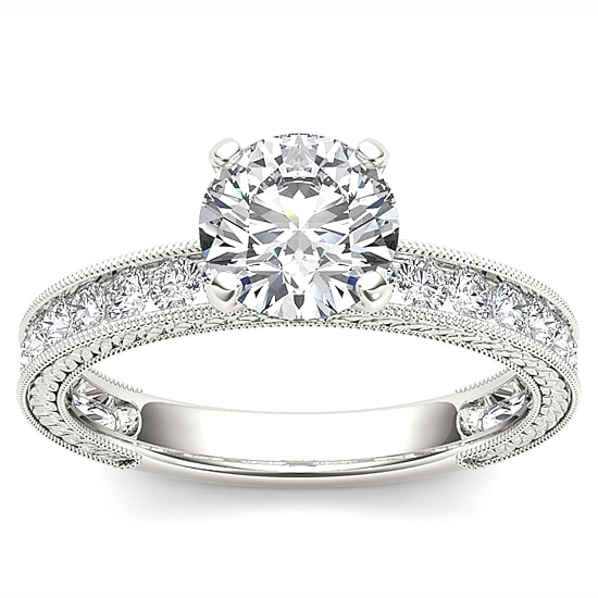 1 1/2 CT.T.W. Natural Round Diamond 14K Gold Engagement Ring