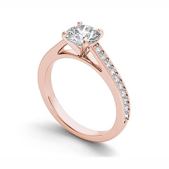 Womens 1 CT. T.W. Natural White Diamond 14K Gold Round Side Stone Engagement Ring