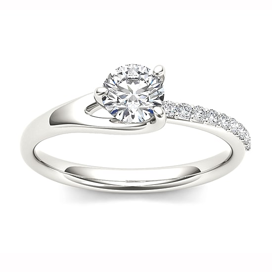 Womens 1 CT. T.W. Natural White Diamond 14K Gold Round Engagement Ring