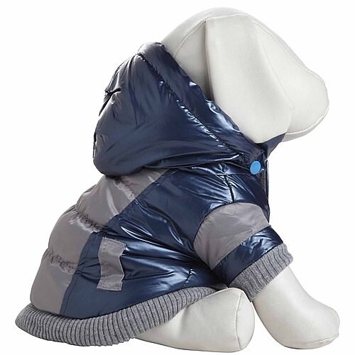 Pet Life Vintage Aspen Sporty Ski Dog Jacket w/ Removable Hood - Blue - X-Small