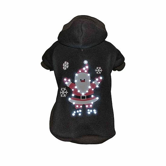 The Pet Life LED Lighting Juggling Santa Hooded Sweater Pet Costume