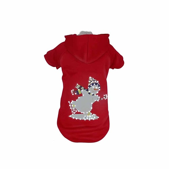 The Pet Life LED Lighting Holiday Snowman Hooded Sweater Pet Costume