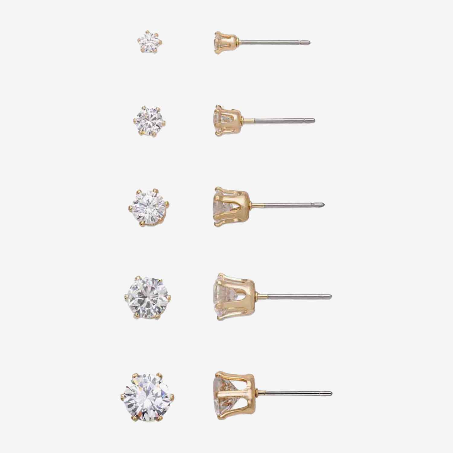 Mixit Womens Cubic Zirconia Hypoallergenic 5 Pair Earring Set