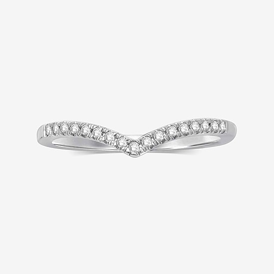 1/10 CT.T.W. Natural Diamond 10K or 14K Gold Chevron Wedding Band