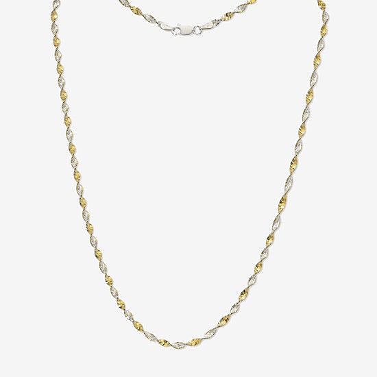 Made in Italy Womens 24K Gold Over Silver Sterling Silver 18 Inch Singapore Chain Necklace