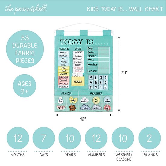 The Peanutshell Teal Learning Calendar 40-pc. Resposibility Chart