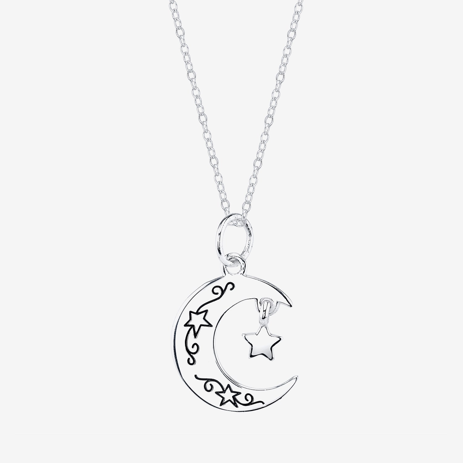 Footnotes Love Womens Sterling Silver Moon Round 16 Inch Pendant Necklace