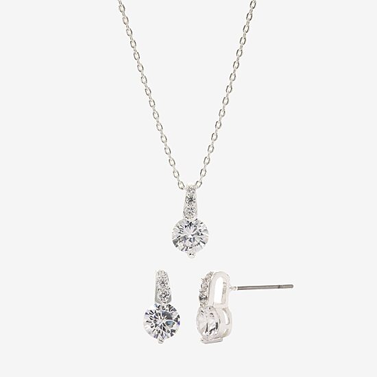 Sparkle Allure Womens 4 1/2 CT. T.W. Cubic Zirconia Pure Silver Over Brass 2-pc. Jewelry Set