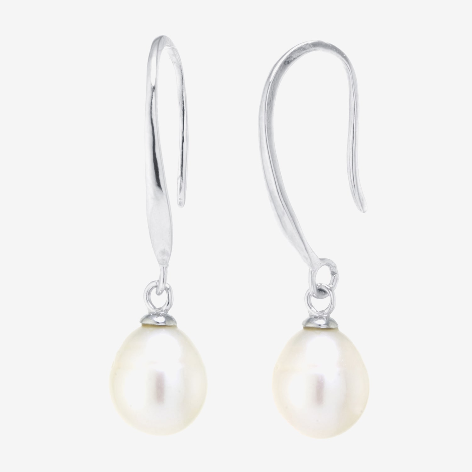 Silver Treasures Womens White Cultured Freshwater Pearl Sterling Silver Pear Drop Earrings