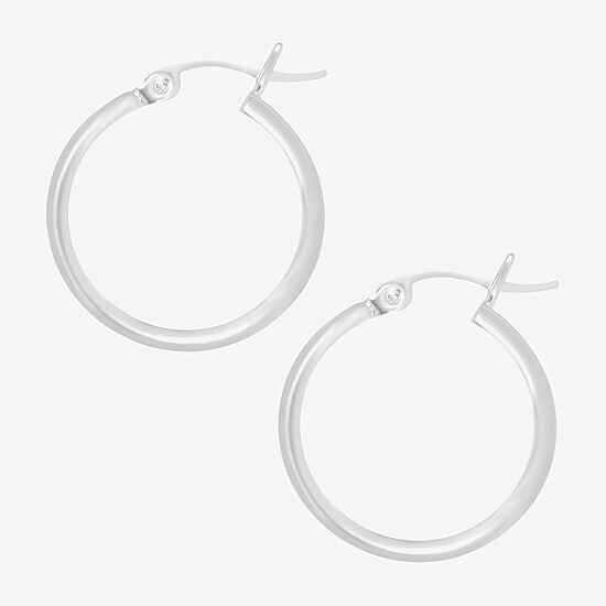 Silver Treasures Sterling Silver Hoop Earrings