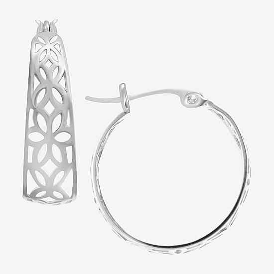 Silver Treasures Sterling Silver Hoop Earrings