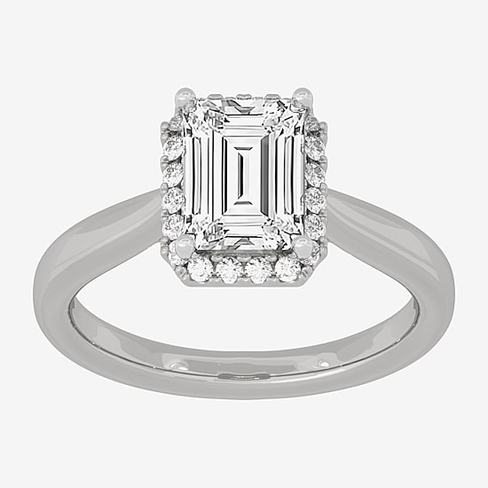 (H-I / Si1-Si2) Womens 2 1/4 CT. T.W. Lab Grown White Diamond 10K Gold Halo Engagement Ring