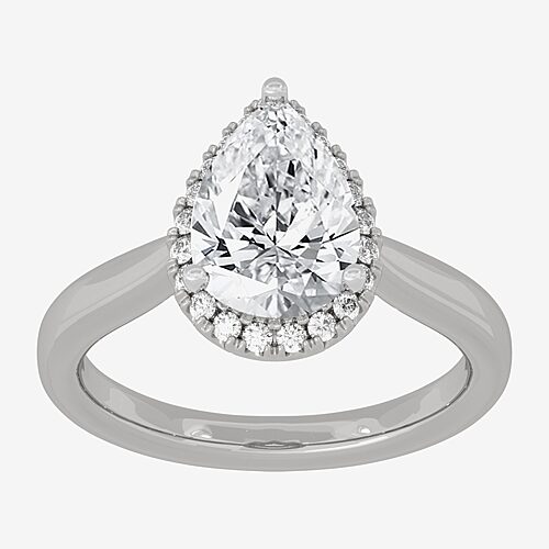 (H-I / Si1-Si2) Womens 2 1/4 CT. T.W. Lab Grown White Diamond 10K Gold Pear Halo Engagement Ring, 9, White