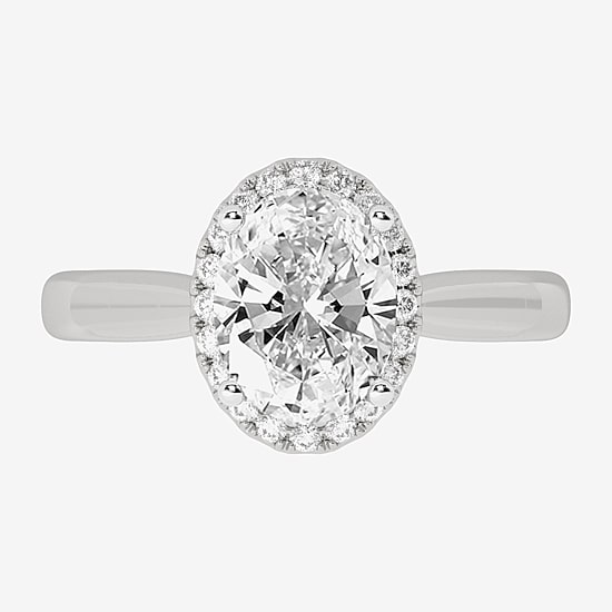 (H-I / Si1-Si2) Womens 2 1/4 CT. T.W. Lab Grown White Diamond 10K Gold Oval Halo Engagement Ring
